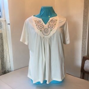 White Stag White Blouse 4X with Embroidery